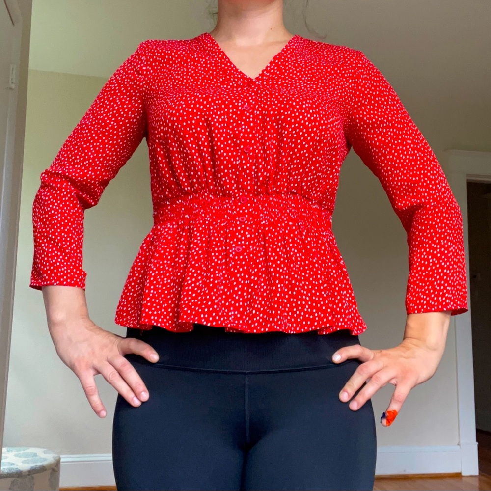 Banana Republic Red Polka Dot Top